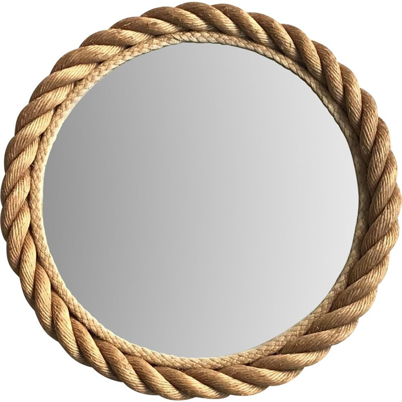 Vintage rope mirror by Audoux-Minet, 1950s