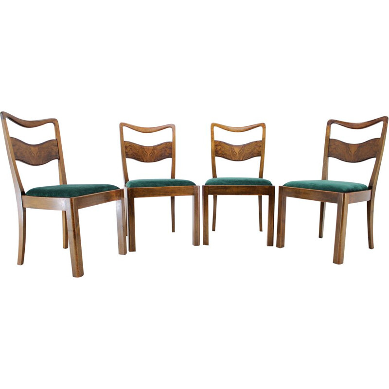ensemble de 4 chaises - bois velours