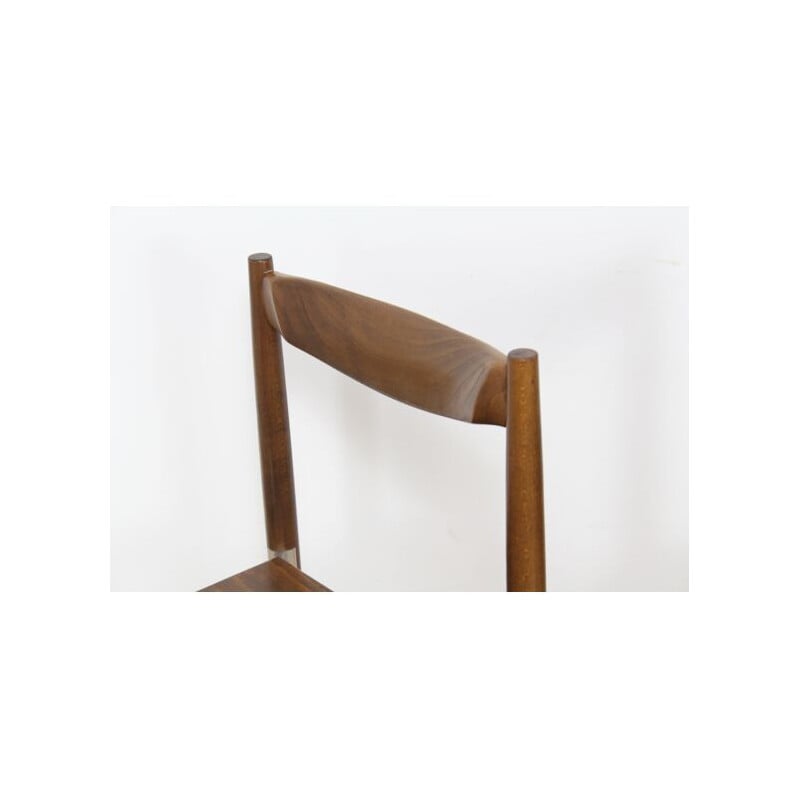 Paar vintage houten stoelen met aluminium beugel van Miroslav Navratil, Tsjecho-Slowakije