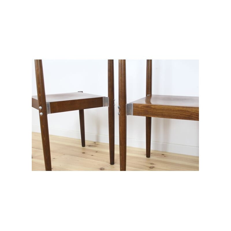 Pair of vintage wood and aluminum chairs by Miroslav Navratil, Czechoslovakia