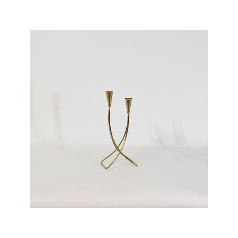 Vintage double brass candlestick, 1960