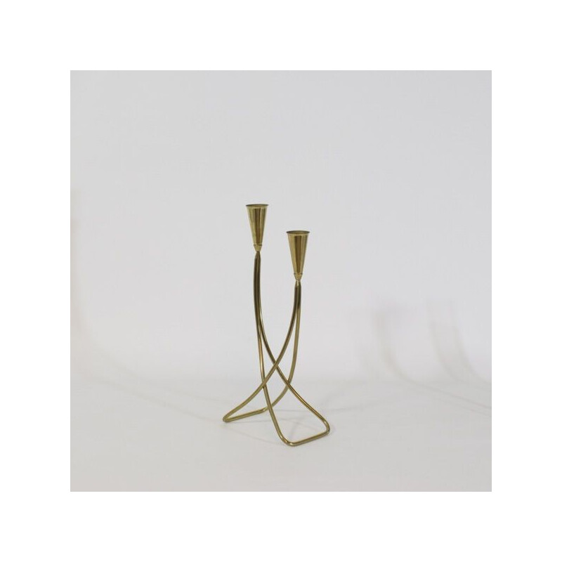 Vintage double brass candlestick, 1960