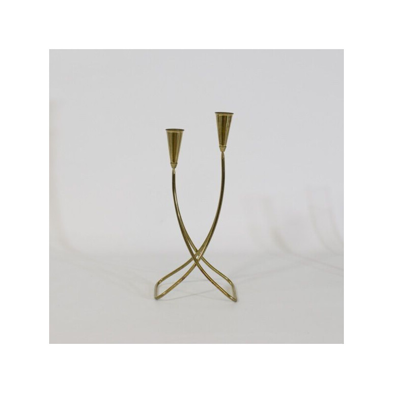 Vintage double brass candlestick, 1960