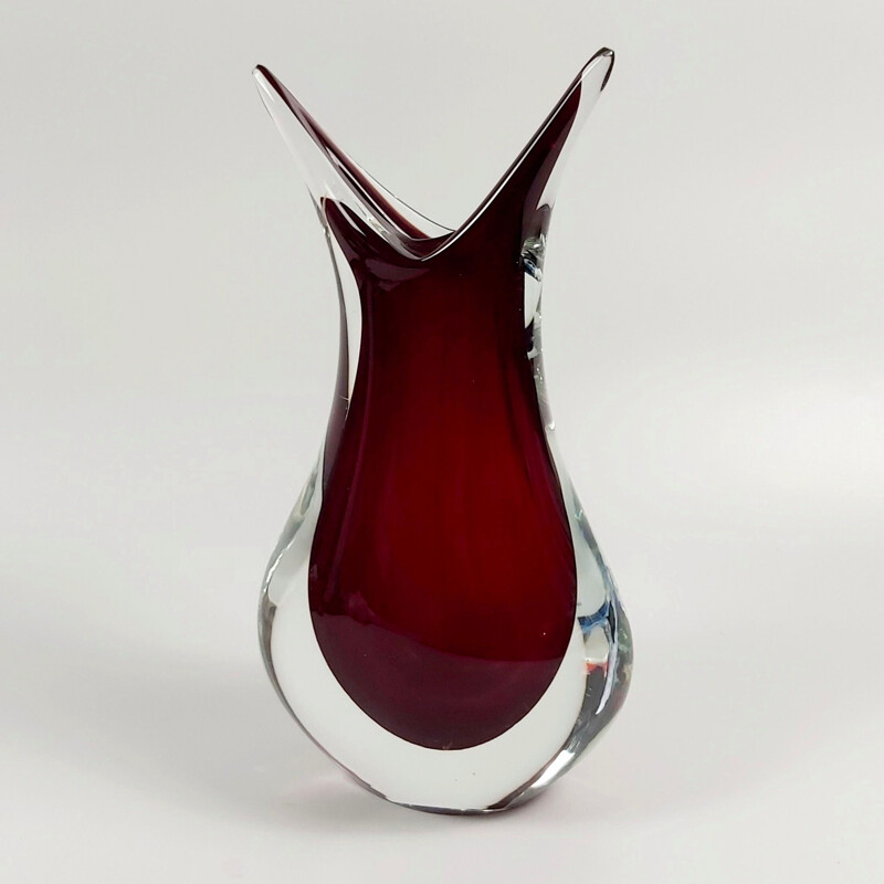 Vintage submerged vase in Murano glass by Flavio Poli for Vetreria Formia, Italy 1960-1970s