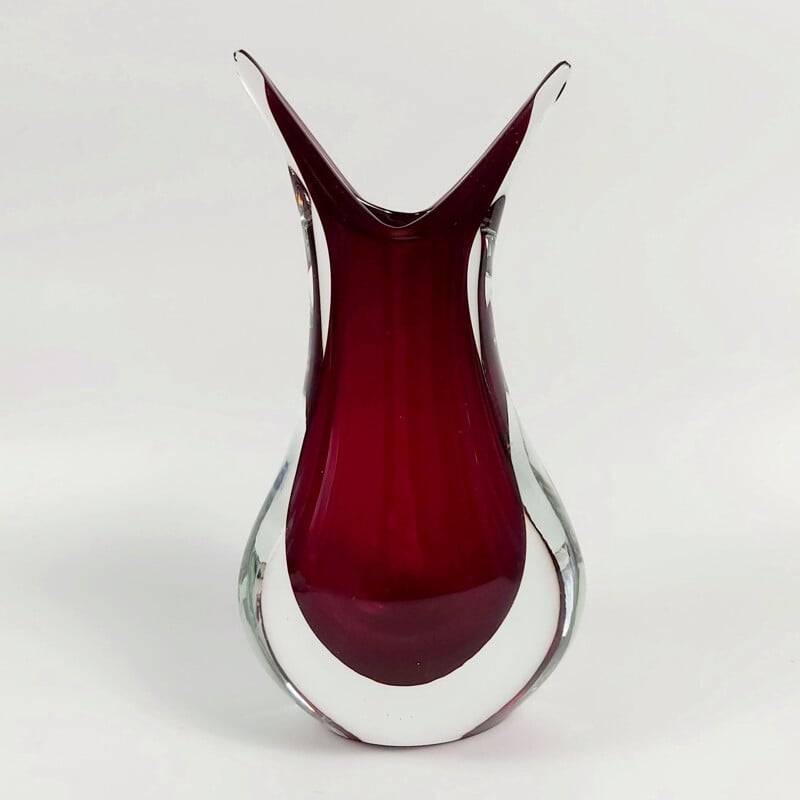 Vintage submerged vase in Murano glass by Flavio Poli for Vetreria Formia, Italy 1960-1970s
