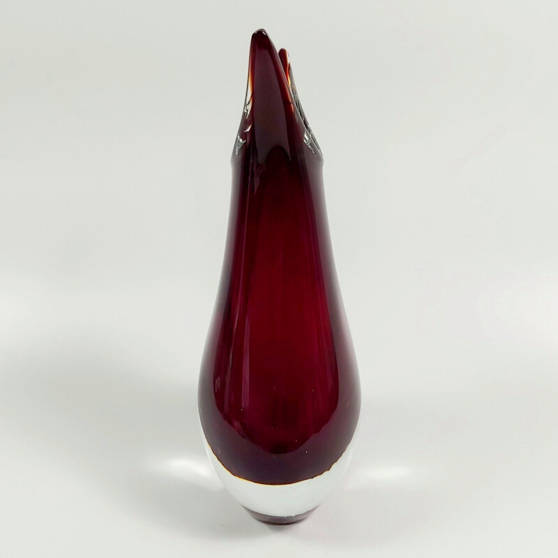 Vintage submerged vase in Murano glass by Flavio Poli for Vetreria Formia, Italy 1960-1970s