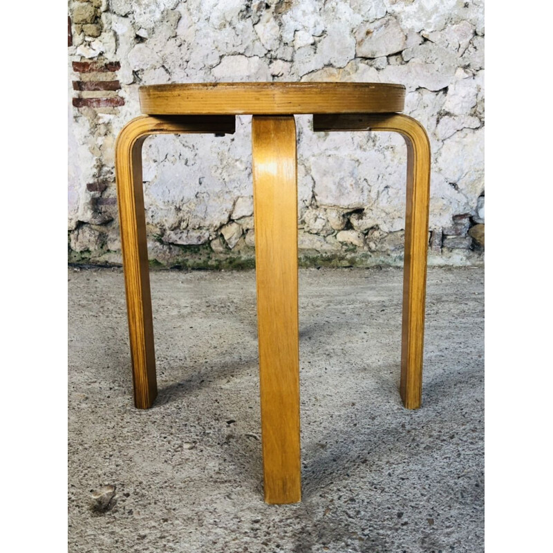 Taburete vintage de madera curvada de Alvar Aalto, 1970-1980