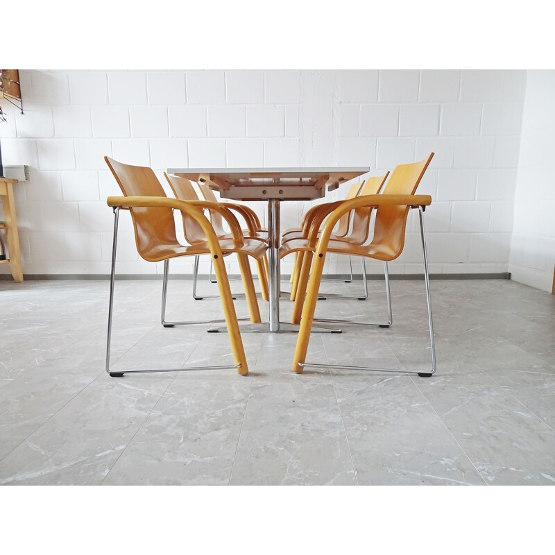 Set of 6 vintage S320 stacking chairs by Ulrich Böhme and Wulf Schneider for Thonet, 1984
