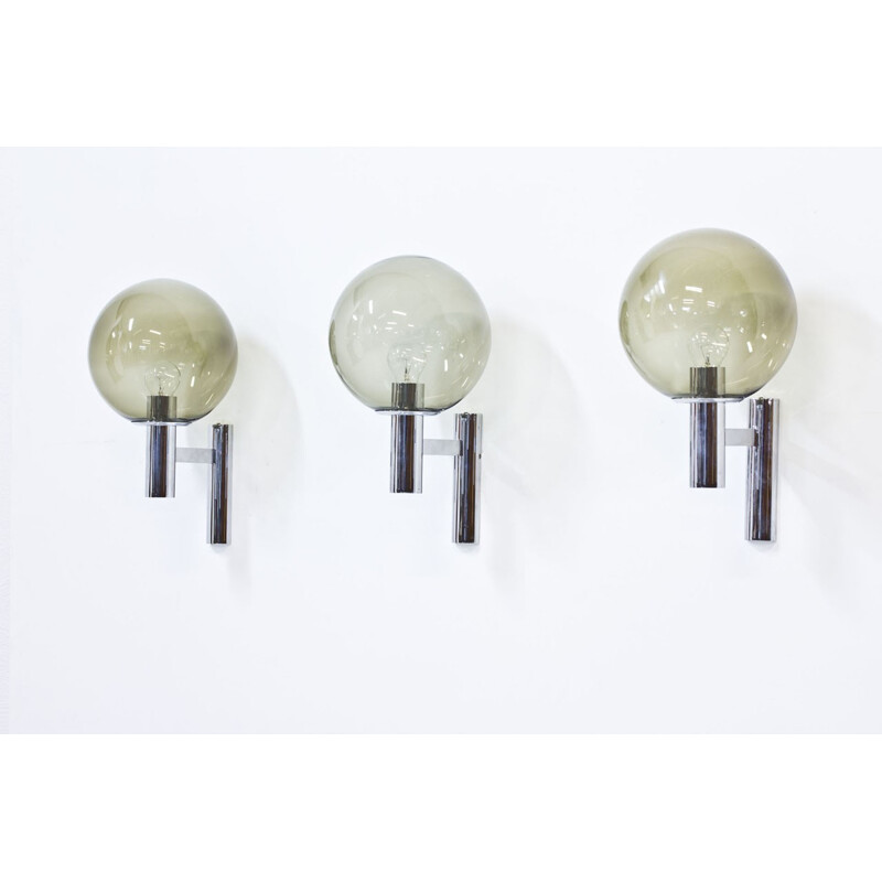 Set of wall lamps in chrome and glass - 1960s