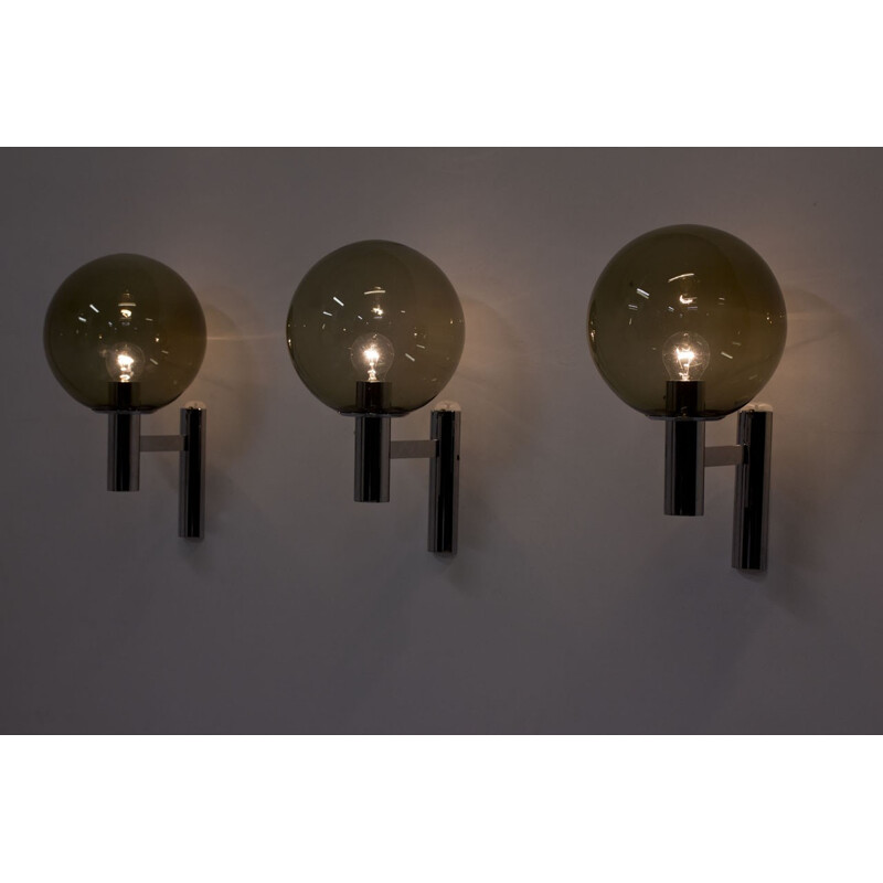 Set of wall lamps in chrome and glass - 1960s