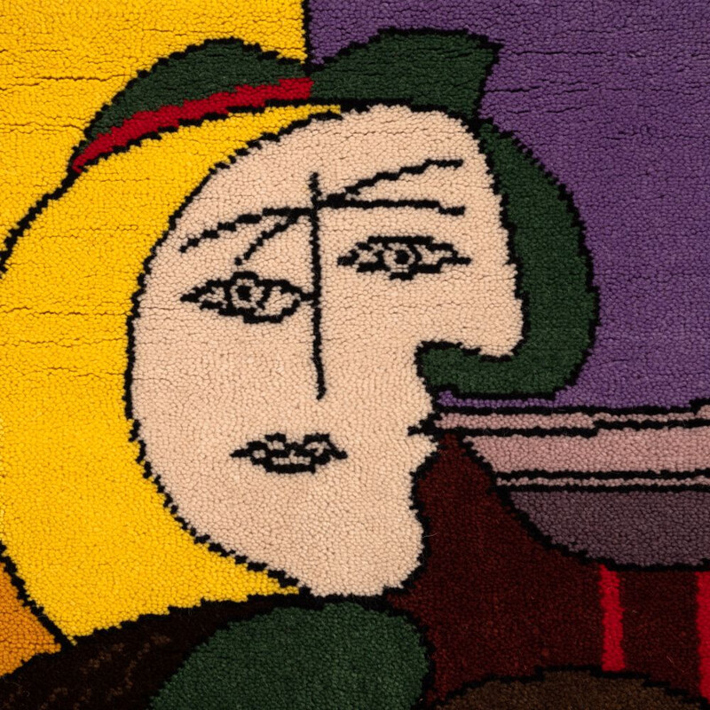 Tappeto vintage "Signora seduta in poltrona rossa" di Pablo Picass per Desso, 1932