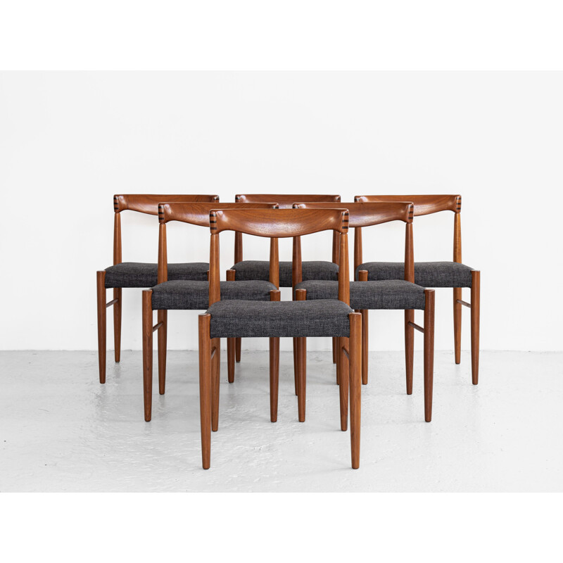 Ensemble de 6 chaises danoises vintage en teck par Hw Klein pour Bramin, 1960