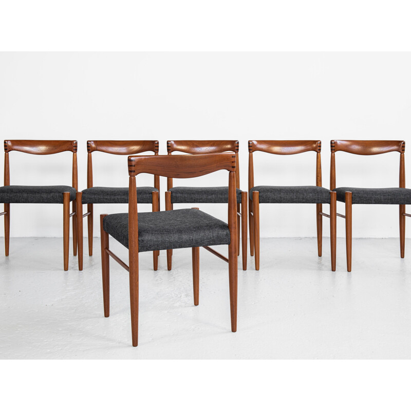 Ensemble de 6 chaises danoises vintage en teck par Hw Klein pour Bramin, 1960