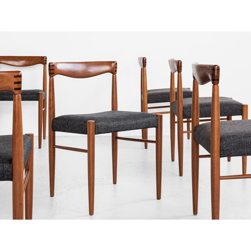 Conjunto de 6 cadeiras dinamarquesas de teca vintage de Hw Klein para Bramin, 1960
