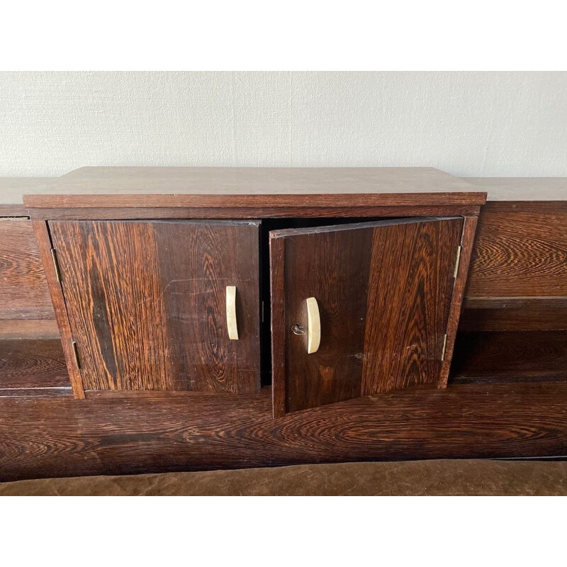 Vintage Art Deco bed in palm wood, 1930