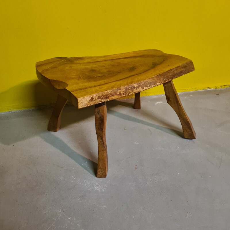 Vintage rural wooden stool, 1970s