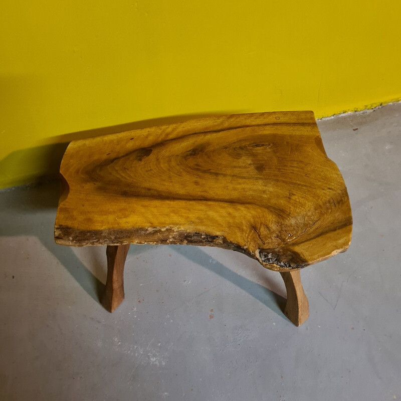 Vintage rural wooden stool, 1970s