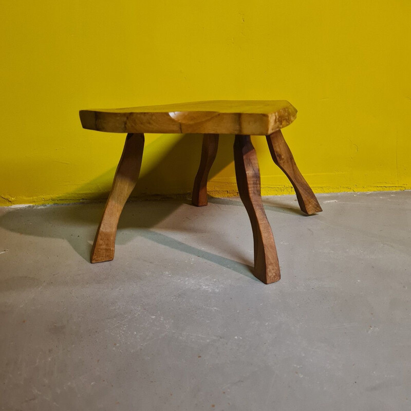 Vintage rural wooden stool, 1970s