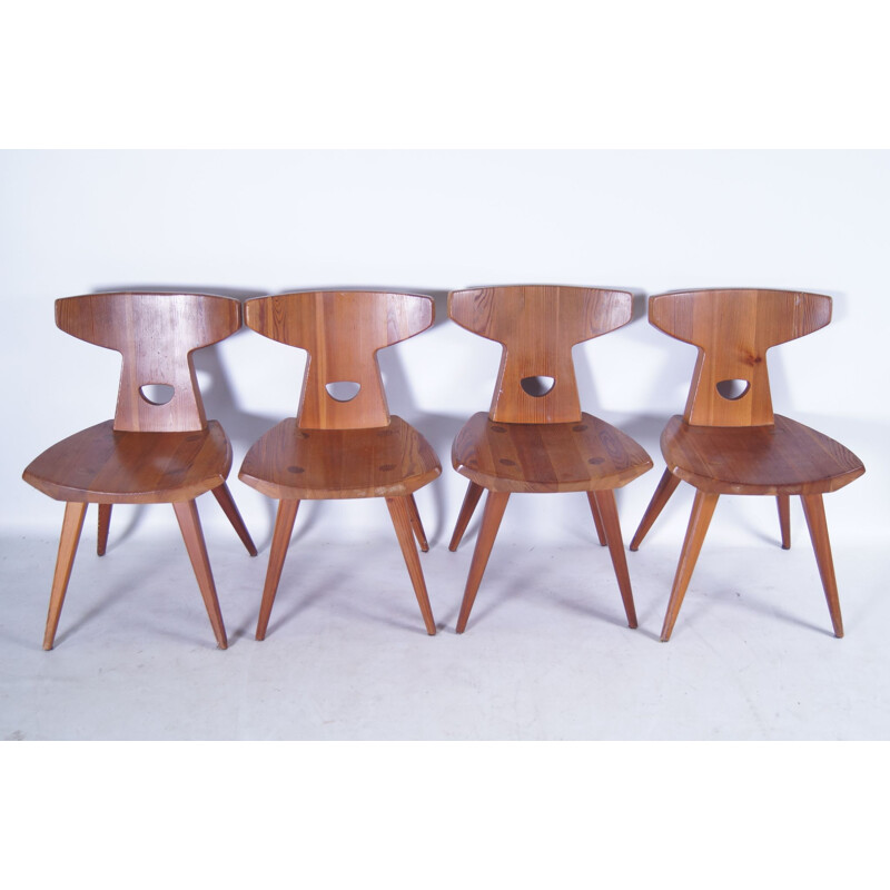 Set di 4 sedie vintage in pino di Jacob Kielland-Brandt per I. Christiansen, 1960