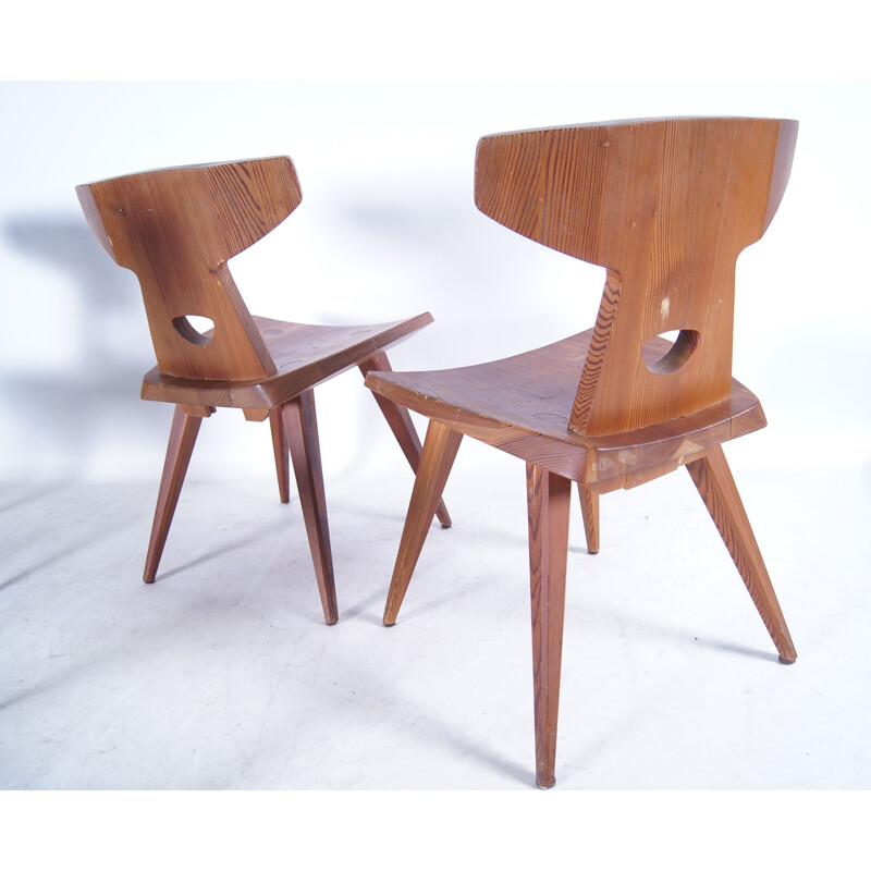 Conjunto de 4 cadeiras de pinho vintage de Jacob Kielland-Brandt para I. Christiansen, 1960