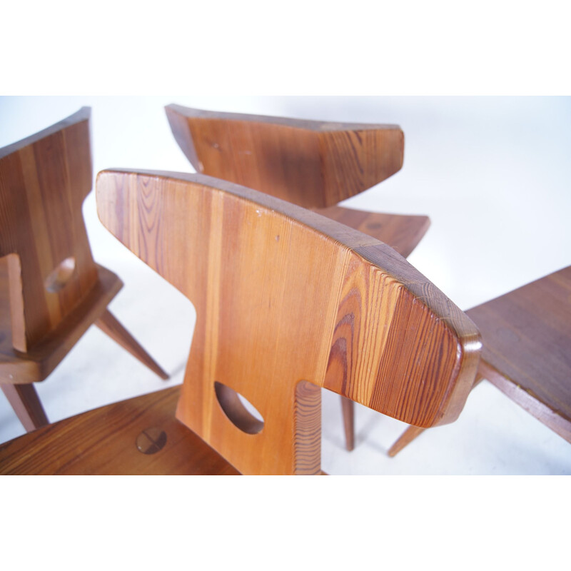 Conjunto de 4 cadeiras de pinho vintage de Jacob Kielland-Brandt para I. Christiansen, 1960