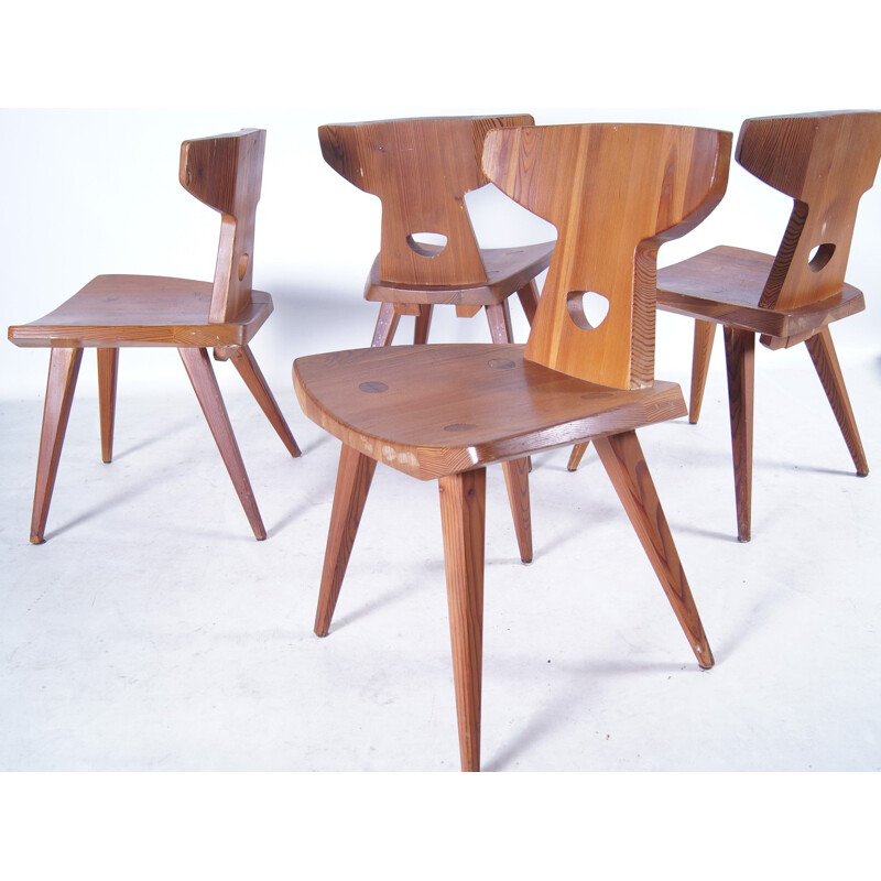 Set of 4 vintage pine chairs by Jacob Kielland-Brandt for I. Christiansen, 1960