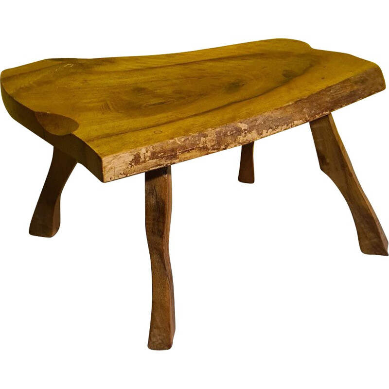 Vintage rural wooden stool, 1970s