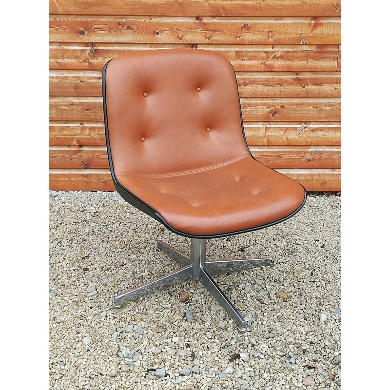 Swivel chair in leather, Randall BUHK - 1970s