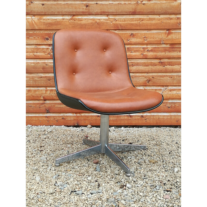 Swivel chair in leather, Randall BUHK - 1970s