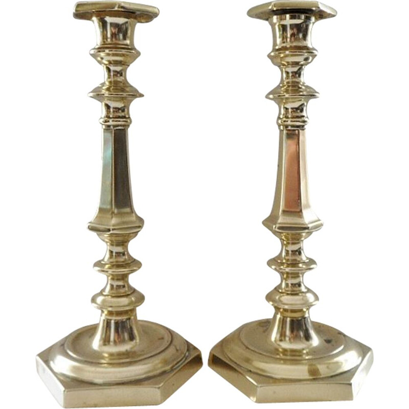 Ein Paar Vintage-Kerzenhalter aus massiver Bronze, vergoldet
