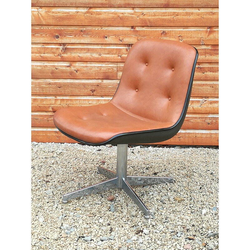 Swivel chair in leather, Randall BUHK - 1970s