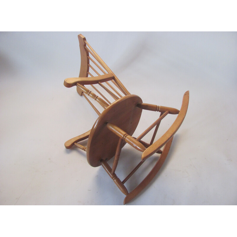 Vintage rocking chair, all wood, Czechoslovakia 1960