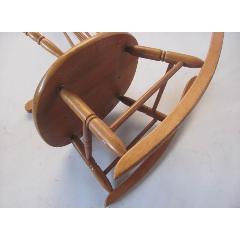 Vintage rocking chair, all wood, Czechoslovakia 1960