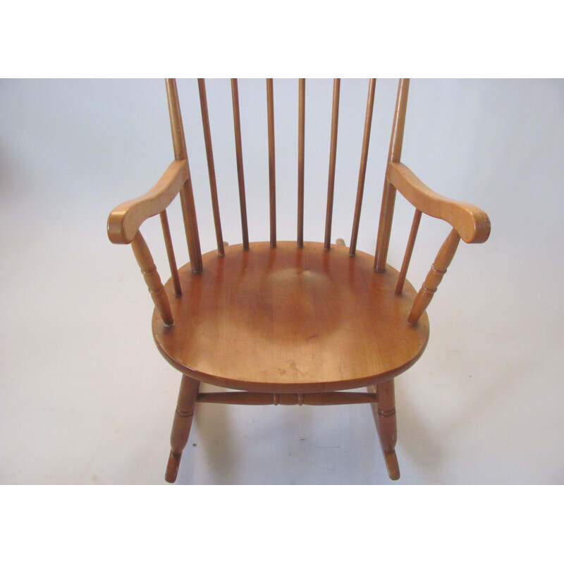 Vintage rocking chair, all wood, Czechoslovakia 1960