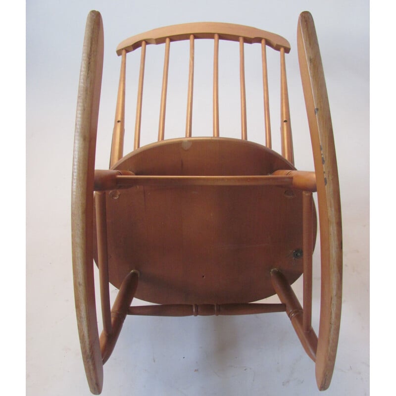 Vintage rocking chair, all wood, Czechoslovakia 1960
