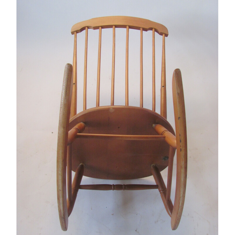 Vintage rocking chair, all wood, Czechoslovakia 1960