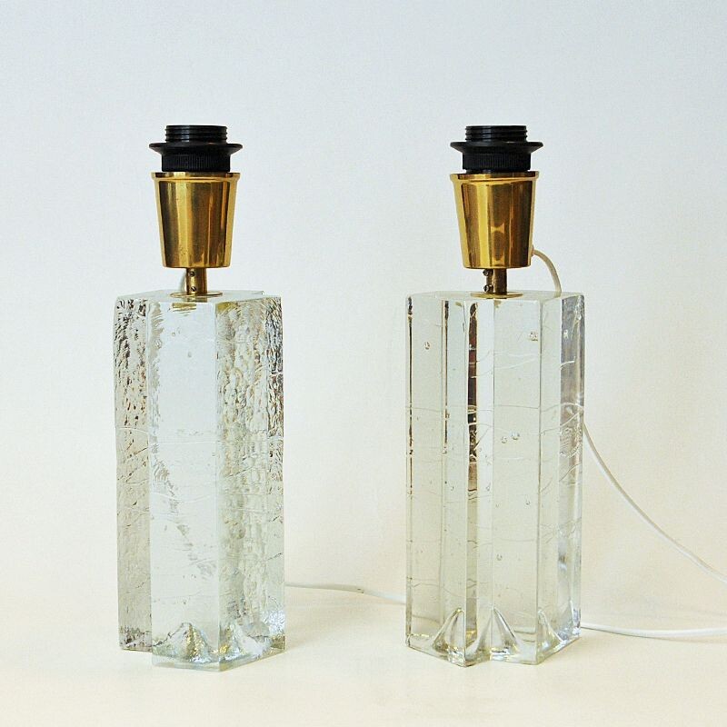 Pair of Finnish vintage glass table lamp Arkipelago by Timo Sarpaneva for littala, 1970s