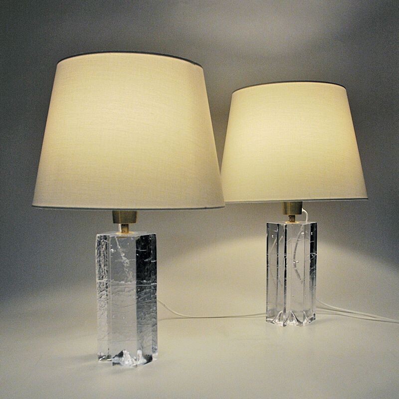 Pair of Finnish vintage glass table lamp Arkipelago by Timo Sarpaneva for littala, 1970s