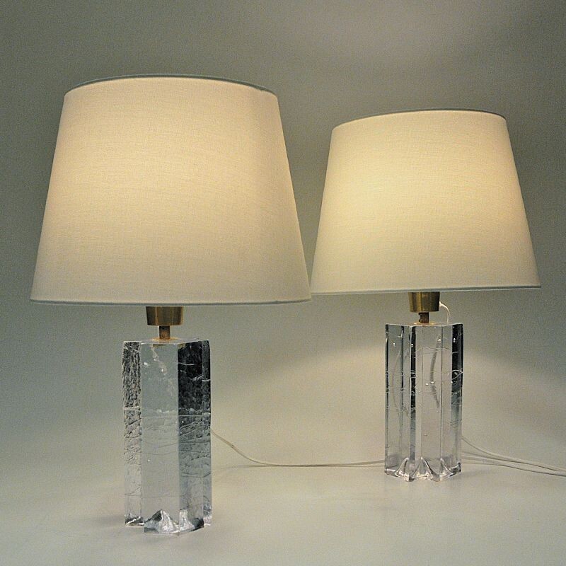 Pair of Finnish vintage glass table lamp Arkipelago by Timo Sarpaneva for littala, 1970s