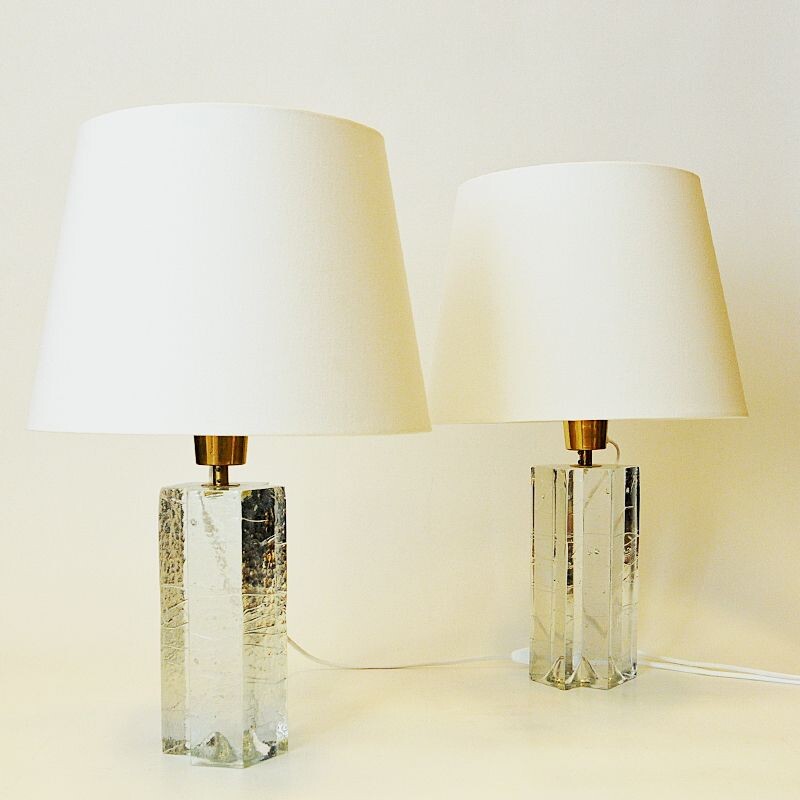 Pair of Finnish vintage glass table lamp Arkipelago by Timo Sarpaneva for littala, 1970s