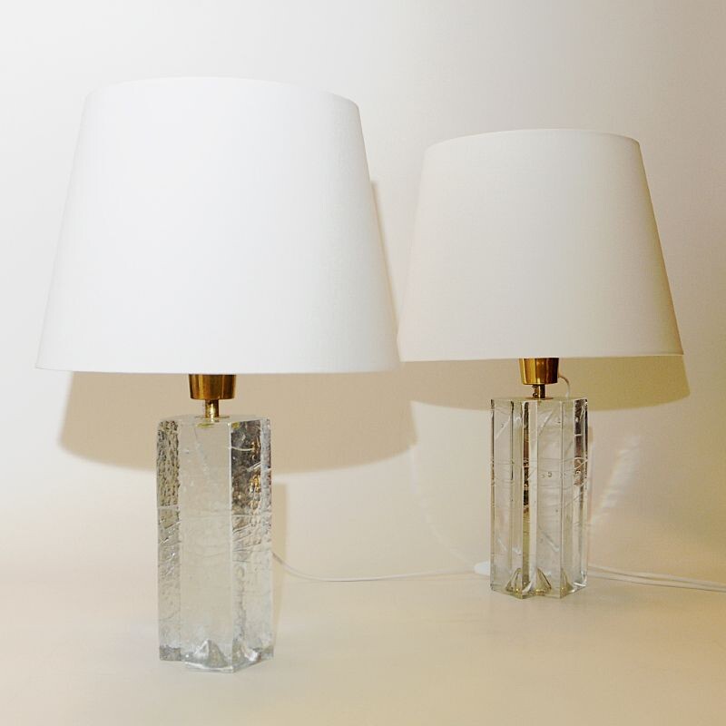 Pair of Finnish vintage glass table lamp Arkipelago by Timo Sarpaneva for littala, 1970s