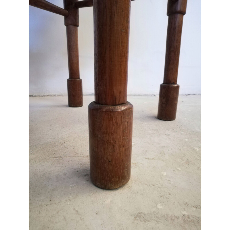 Sgabello rustico vintage in legno e paglia di Abruzzo, Italia