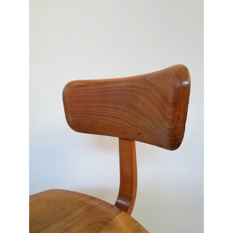 Taburete de madera vintage de Albert Stoll para Giroflex, 1960