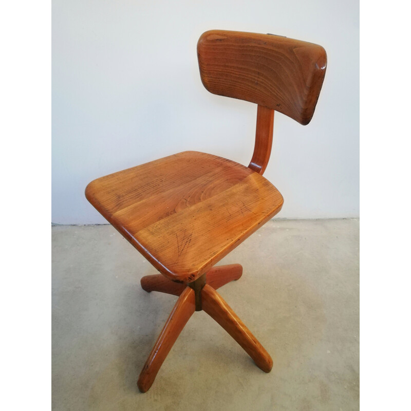 Tabouret vintage en bois d'Albert Stoll pour Giroflex, 1960