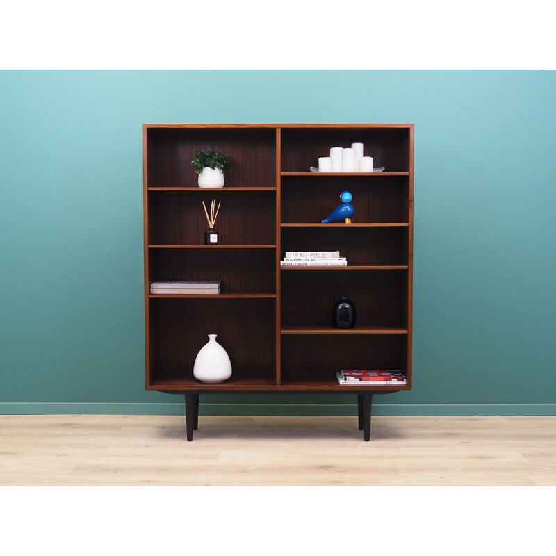 Mahogany vintage Danish bookcase by Omann Jun, 1970s