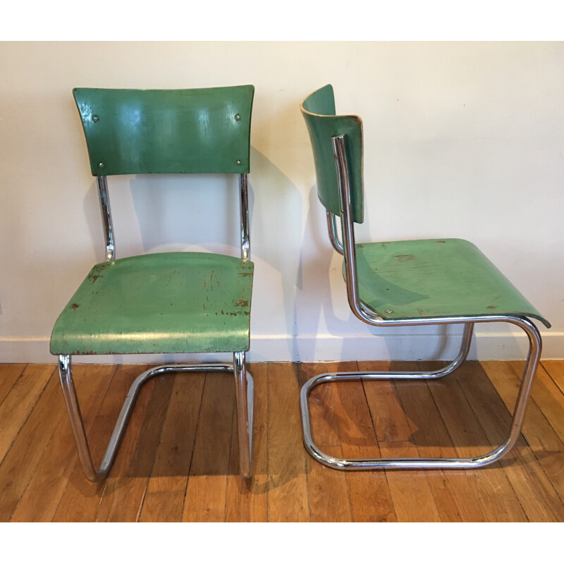 Paire de chaises "S43" Thonet vintage, Mart STAM - 1940