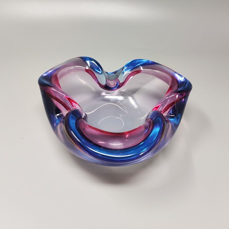 Vintage blue and pink ashtray by Flavio Poli for Seguso, Italy 1960s