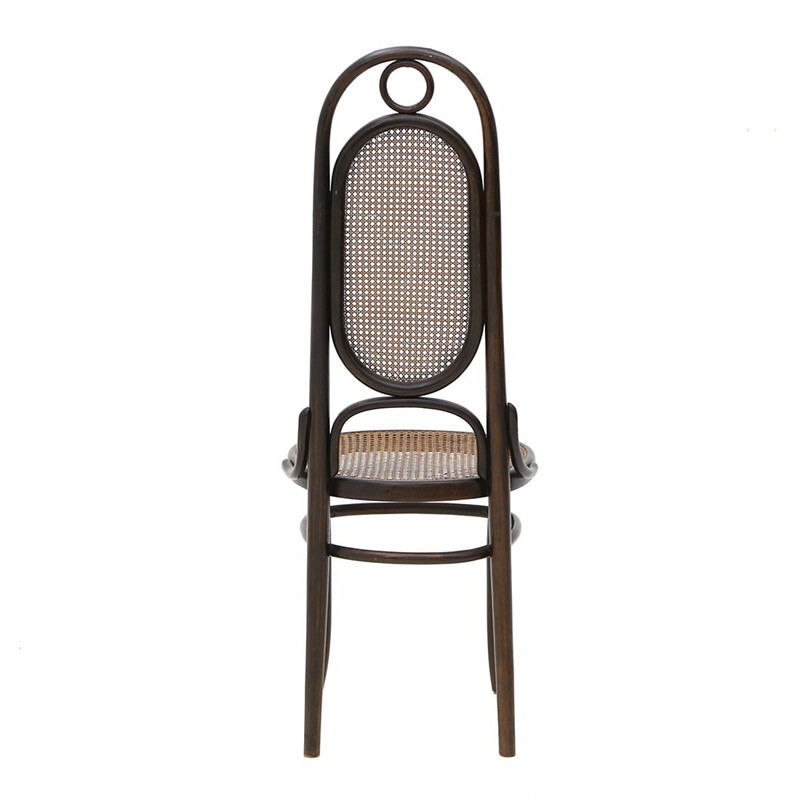 Vintage-Stuhl aus gebogenem Buchenholz und Wiener Stroh von Fischel, 1900