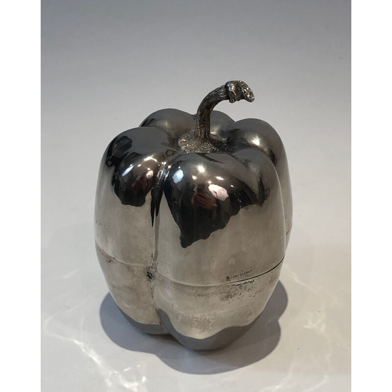 Vintage silver plated apple-shaped ice bucket, France 1970