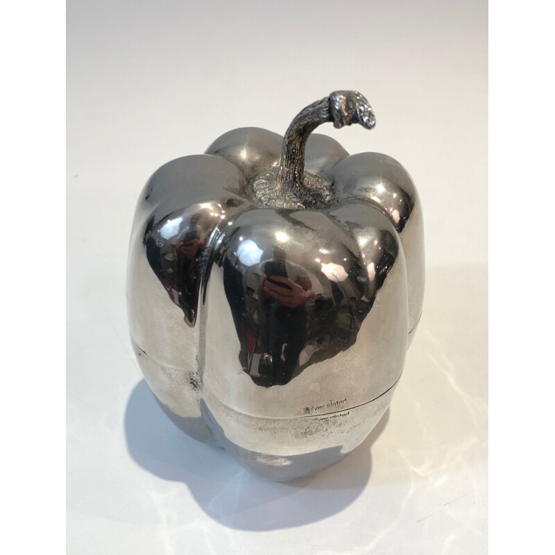 Vintage silver plated apple-shaped ice bucket, France 1970